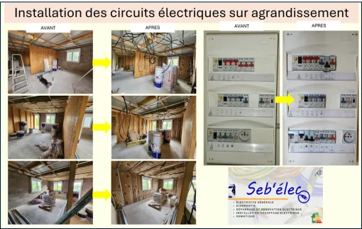 Installation complète des circuits électriques sur un agrandissement d'une habitation à Corbie, Amiens, SEB'ELEC