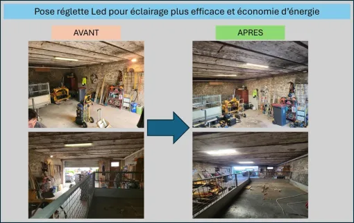 Pose de réglette LED dans un atelier de mairie à proximité d'Amiens, Amiens, SEB'ELEC
