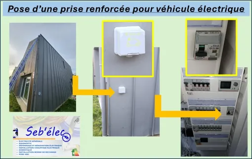 Pause d'une prise renforcée pour voiture électrique sur le secteur d'Amiens, Amiens, SEB'ELEC