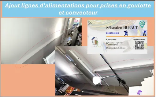 Ajout de lignes d'alimentations pour prise en goulottes et pose d'un convecteur à Boves, Amiens, SEB'ELEC