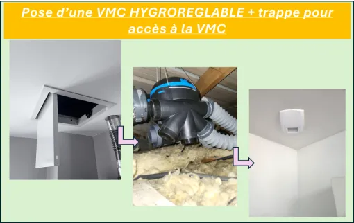 Changement d'un kit VMC hygrométrique et mise en place d'une trappe au plafond, Amiens, SEB'ELEC