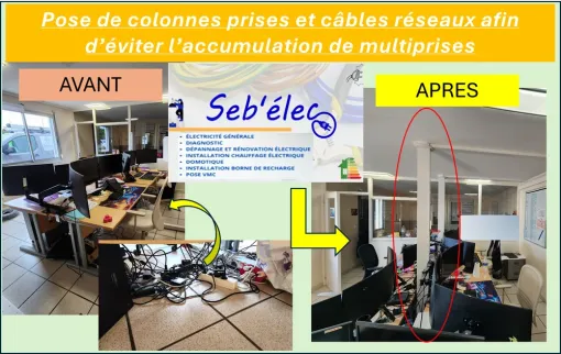 Pose de colonnes avec prises réseaux et électriques à Amiens, Amiens, SEB'ELEC