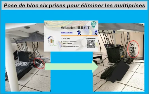 Pose de bloc 6 prises avec protection supplémentaire au tableau sur Albert, Amiens, SEB'ELEC