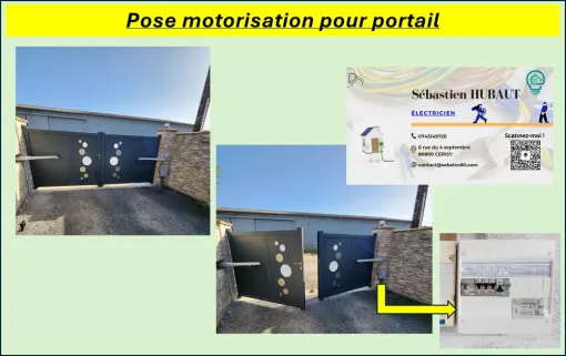 Installation de motorisation pour portail en aluminium et modification du tableau électrique, Amiens, SEB'ELEC