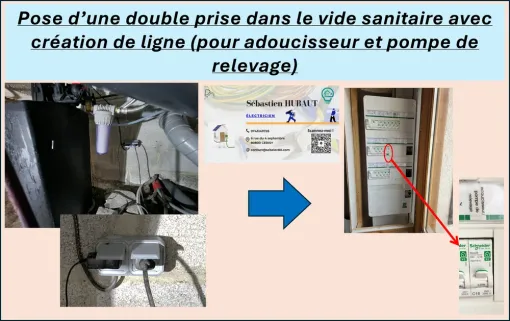Mise en place d'une double prise dans un vide sanitaire à Corbie, Amiens, SEB'ELEC