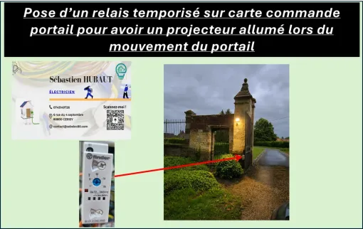 mise en place d'un relais temporisé sur une commande de portail à Corbie, Amiens, SEB'ELEC