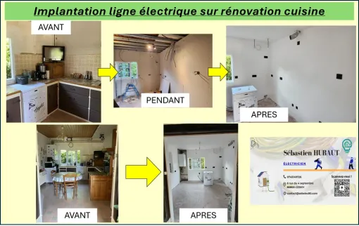Implantation de lignes d'alimentation et rénovation électrique de cuisine à Corbie, Amiens, SEB'ELEC