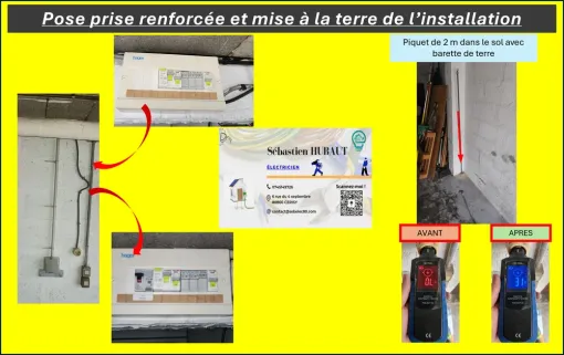 Pose d'une prise renforcée et mise à la terre à Amiens, Amiens, SEB'ELEC